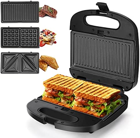 Aigostar Appareil à sandwich 3 en 1, Gaufrier, Grill, 800W, Plaques Amovibles Anti Adhésives, Compatible au Lave-Vaisselle, Thermostat Automatique, Indicateur LED, Rangement Vertical, 0% BPA Fiche Technique et Prix au Maroc