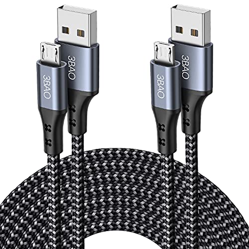 3BAO Câble Micro USB,[1m 2m /Lot de 2] Nylon Tressé Câble USB A vers Micro Compatible avec Appareils Android,Samsung Galaxy S6 edge S7 S5 J7 J6 J5 J3,PS4 Manette,Huawei,Kindle, Nokia,Sony, LG,Xiaomi Fiche Technique et Prix au Maroc