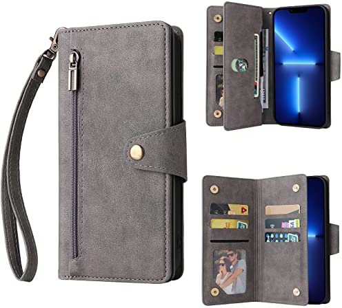 SCRENDY Étui Coque pour Oppo A93 5G/A74 5G/A54 5G, Portefeuille Housse de Protection en Cuir PU pour Femme, avec Languette Magnétique, Fentes pour Cartes, Dragonne, Gris Fiche Technique et Prix au Maroc