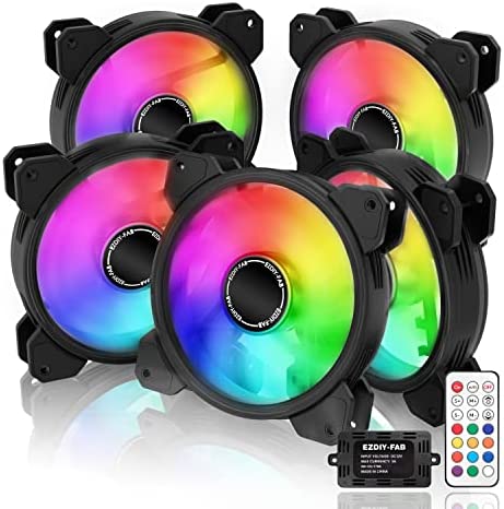 EZDIY-FAB 120mm RGB LED Ventilateur de Boîtier pour PC,Ventilateur de Refroidissement CPU,Addressable RGB Case Fan avec Contrôleur-5 Pack Fiche Technique et Prix au Maroc