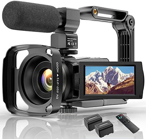 Caméscope 4K HD Caméra Vidéo Youtube Caméscope Caméra Numérique Vlog, WiFi IR Night 48MP Zoom Numérique 16X 3,0 Pouces 270 ° Enregistreur à écran Tactile Rotatif avec Télécommande Microphone Fiche Technique et Prix au Maroc