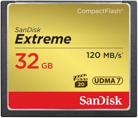 Carte Mémoire CompactFlash SanDisk Extreme 32 Go UDMA7 avec une Vitesse de Lecture Allant jusqu'à 120 Mo/s (SDCFXSB-032G-G46) Fiche Technique et Prix au Maroc