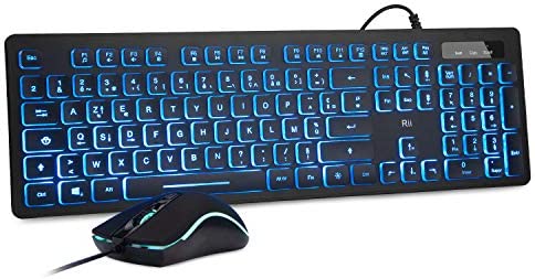 Rii RK105 Ensemble Clavier et Souris USB Rétroéclairé RGB pour Bureau de Domicile/Travail Fiche Technique et Prix au Maroc