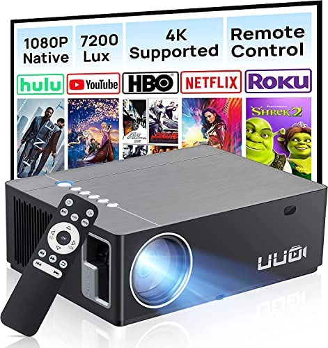 UUO Projecteur LED natif 1080P 6000 lux Support 4K HD Projecteur vidéo 4K HD avec clé numérique 300" ±50°, compatible avec Fire TV, PS4, X-Box, ordinateur portable, iPhone Android pour Home Theatre Fiche Technique et Prix au Maroc