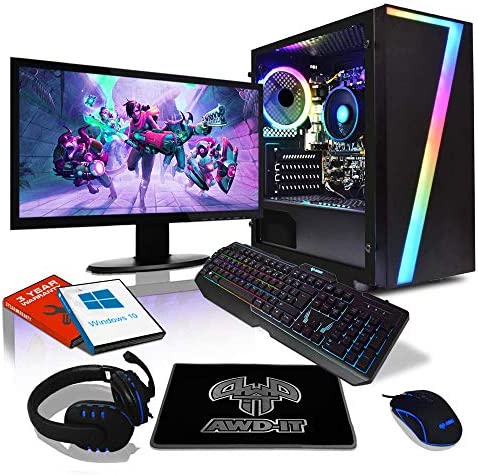 𝗔𝗪𝗗-𝗜𝗧 | PC Gamer Complet, Ordinateurs de Bureau, PC Gamer Fixe | AMD A10 9700 à 4 cœurs, Écran LED 24", Clavier et Souris Gamer, 16 Go, 1 to, Étui à CiT Seven RGB, WiFi, PC Gamer Windows 10 Fiche Technique et Prix au Maroc