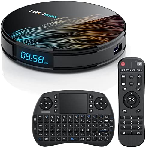 TV Box Android 9.0 avec Clavier Touchpad【4GB DDR3/64GB ROM】 BT 4.0 Android TV Box HK1 Max Quad-Core 64bit Cortex-A53 Wi-FI 2.4G/5G LAN100M USB 3.0 Box Android TV Fiche Technique et Prix au Maroc