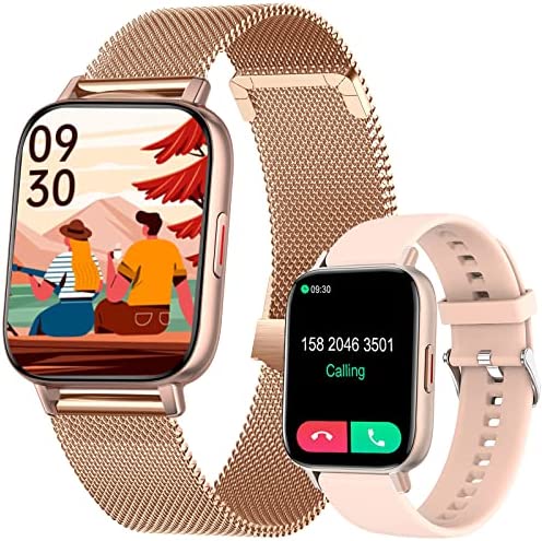 Montre Connectée Homme Femme Bracelet Montre Intelligente Étanche Smartwatch avec Appel Bluetooth Moniteur de fréquence Cardiaque Montre Sport avec Podometre Sommeil Chronometre pour Android iOS (Or) Fiche Technique et Prix au Maroc