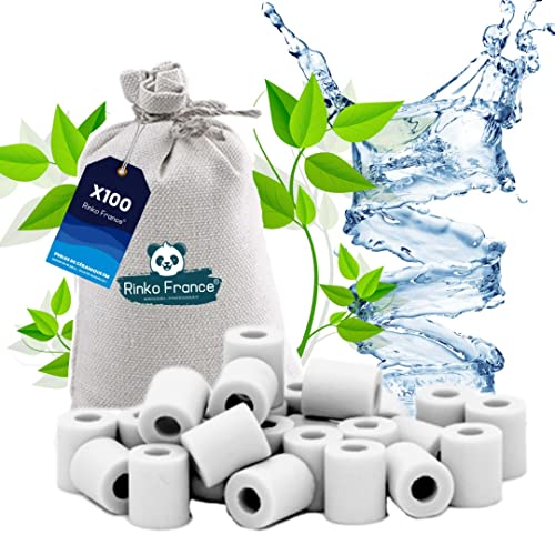 Rinko France |100 Perles de Céramique Pour Filtrer l’Eau du Robinet - Anti Calcaires - élimine Le Mauvais Gout - Ideal Pour Carafe, Cafetière, Bouilloire, Purificateur Naturel Eau Robinet Fiche Technique et Prix au Maroc
