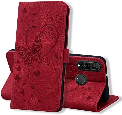CXTcase Coque pour Huawei P30 Lite Housse Cuir Portefeuille Etui Housse Étui Téléphone à Motif Papillon Flip Case pour P30 Lite Fermoir Magnétique Case à Rabat avec Support De Fente Carte,Rouge Fiche Technique et Prix au Maroc