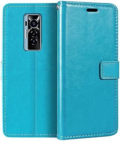 Shantime Tecno Phantom X Étui à rabat magnétique en cuir PU de qualité supérieure avec porte-cartes et béquille pour Tecno Phantom X (17 cm), bleu ciel Fiche Technique et Prix au Maroc
