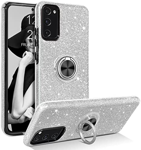 YINLAI Coque Samsung Galaxy S20 FE 4G/5G,Etui Argent Paillettes Samsung Galaxy S20 FE avec 360° Ring Stand Trois en Un Support de Voiture magnétique Antichoc Housse pour Samsung S20 FE - Argent + Noir Fiche Technique et Prix au Maroc
