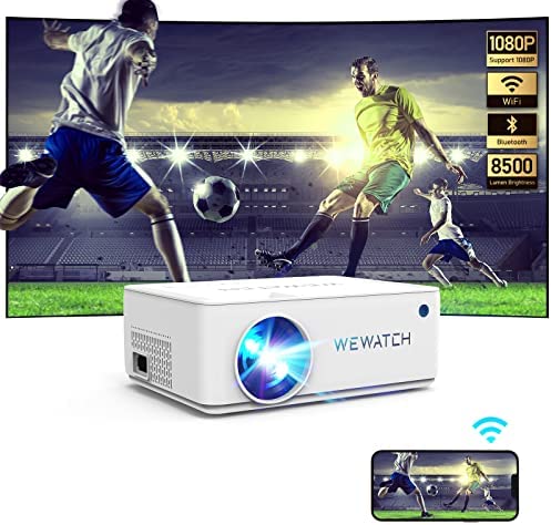 Vidéoprojecteur WiFi Bluetooth, WEWATCH V10 Vidéoprojecteur Portable, 8500 Lumens, Supporte 1080p Full HD, Rétroprojecteur avec Fonction de Zoom, Compatible avec iOS/PS5/Android/TV Stick Fiche Technique et Prix au Maroc