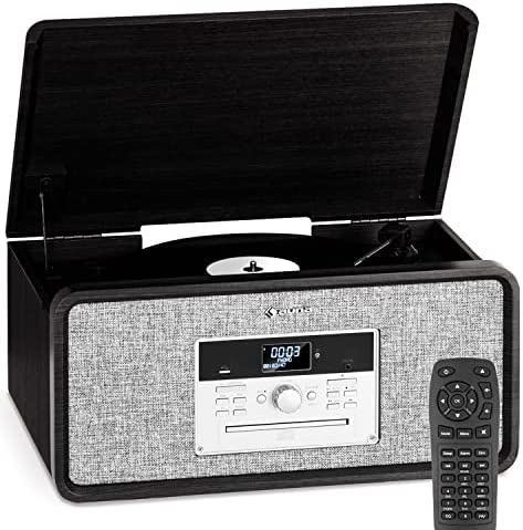 Auna Platine Vinyle Bluetooth, Tourne Disque Vinyle CD & USB avec Haut Parleur, Tourne-disques Audio Vinyle 33 Tours, Chaine HiFi avec Platine Vinyle, Lecteur Vinyles Vintage, Meuble Platine Vinyle Fiche Technique et Prix au Maroc