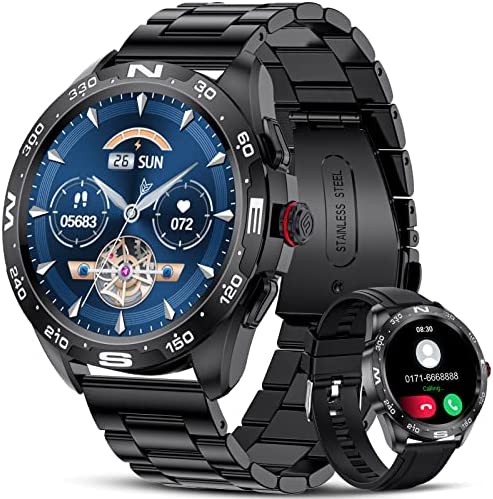Montre Connectée Homme, 1,32" avec Écran Tactile et Montre Connectée avec Moniteur de Fréquence Cardiaque, Notifications Textuelles, IP67 Smartwatch Étanche, Chronomètre homme pour Android iOS, Noir Fiche Technique et Prix au Maroc