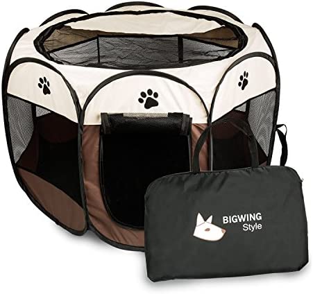 BIGWING Style Parc Chien Parc à Chiot Enclos pour Chiens Chats Lapins Pliable Utiliser à l'intérieur et à l'extérieur (café) Fiche Technique et Prix au Maroc