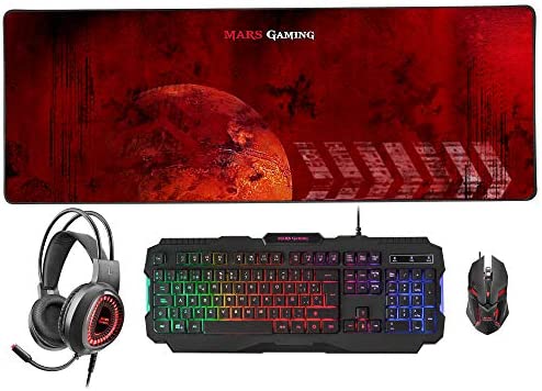 Mars Gaming MCPRGB2FR, Combo de Jeu Clavier + Souris + Mousepad XXL + Casque, FR, Noir Fiche Technique et Prix au Maroc