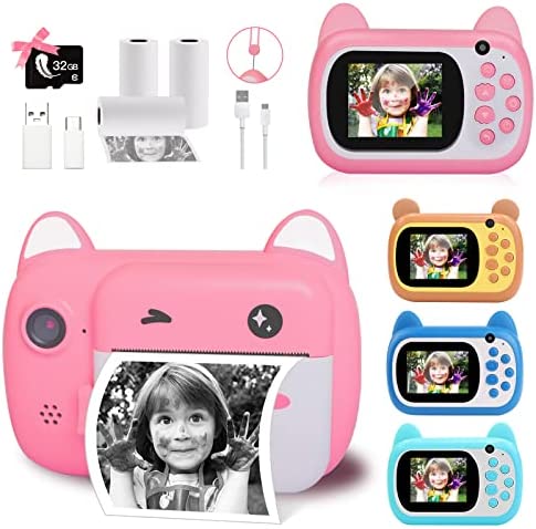 Appareil photo instantané pour enfants avec écran LCD de 6,1 cm - Appareil photo numérique pour enfants avec zoom 6x - Double objectif et enregistreur vidéo 1080p - Cadeau pour garçons et filles (rose Fiche Technique et Prix au Maroc