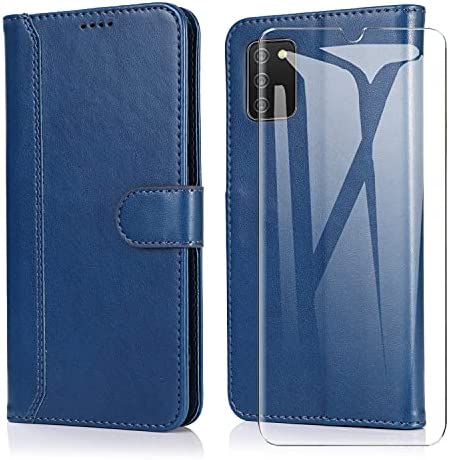 SMYTU Coque pour Samsung Galaxy A03s + Verre Trempé,Housse en Cuir Case Samsung Galaxy A03s,Protection Portefeuille Case Cover de Magnétique for Samsung Galaxy A03s-Bleu Fiche Technique et Prix au Maroc