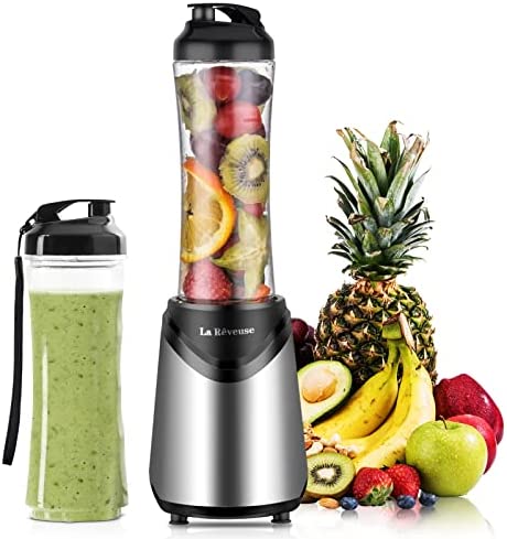 La Rêveuse Mixeur Blender avec 2 Bouteilles BPA-Free Portables de 550ml Mini Blender électrique Multifonctionnel pour Smoothie Milk-shake Fruits,Puissant 300W (Silver) Fiche Technique et Prix au Maroc