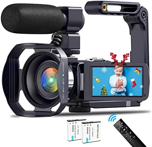 Caméscope 4K 60FPS Caméra Vidéo WiFi Full HD 48MP Webcam IR Vision Nocturne Camera Youtube Zoom 18X Écran Tactile Rotatif 3'' Vlogging Caméra avec Stabilisateur, Microphone, Batterie,Télécommande Fiche Technique et Prix au Maroc