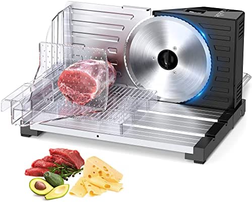 Coottifo Trancheuse Électrique,Facelle Trancheuse Saucisson, Lame en Acier Inoxydable,Epaisseur Réglage de 0-18mm pour Jambons, Saucissons, Pains, Viandes etc, 160W Fiche Technique et Prix au Maroc