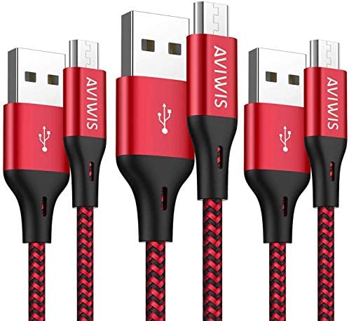 Câble Micro USB [2M Lot de 3] Chargeur Micro USB Charge Rapide Câble USB en Nylon Tressé Compatible pour Samsung S7 S6 Edge J3 J5 J7, Redmi Note 5 6 Pro, Wiko, Huawei, Kindle - Rouge Fiche Technique et Prix au Maroc