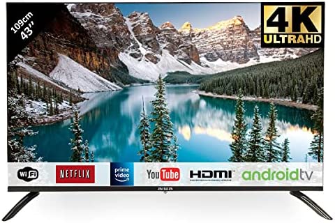 Hitachi gef-roy AIWA LED-433UHD Téléviseur LED 43po 109 cm 4K avec Android Smart TV: Netflix, Youtube, Prime/WiFi / 3 HDMI / 2 USB Fiche Technique et Prix au Maroc