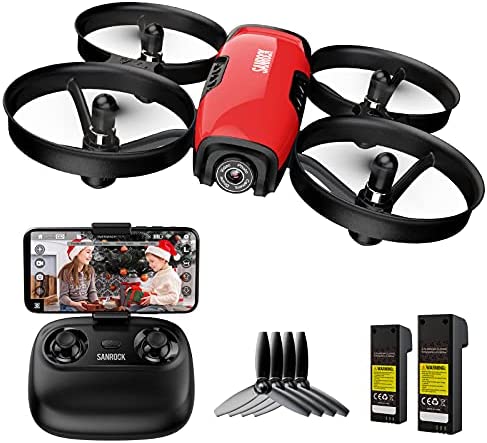 SANROCK U61W Mini Drone pour Enfant avec 720P Caméra HD WiFi FPV - 2 Batteries, Maintien en hauteur, Création d'itinéraire, Mode sans tête, Bouton marche/atterrissage, Arrêt d'urgence Fiche Technique et Prix au Maroc