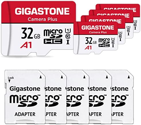 Gigastone Carte Mémoire 32 Go Lot de 5 Cartes, Caméra Plus Série, Vitesse allant jusqu'à 90 Mo/s. idéal pour Full HD Video Gopro Drone Caméra, U1 Carte Micro SDHC avec Mini Coque et Adaptateur Fiche Technique et Prix au Maroc