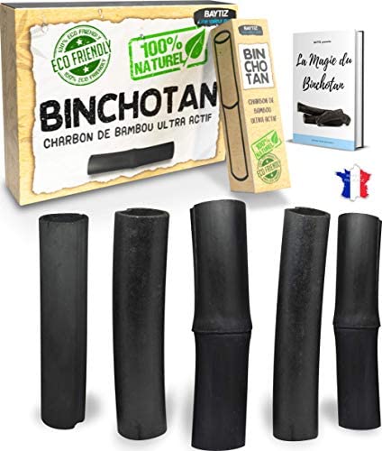 baytiz | Filtre à Eau Végétal au Charbon Actif de Bambou - Baton de Binchotan Bio x5 - Purifier l' Eau du Robinet - Bois Naturel Carafe Bouteille Vrai Purificateur Verre Filtrante Écologique Cadeau Fiche Technique et Prix au Maroc