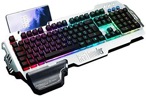 RedThunder K900 Clavier Semi-mécanique, AZERTY FRANÇAIS, Tout Métallique USB Ergonomique RGB Rétro-éclairage avec Raccourci Multimédia, Repose-Poignet pour PS4, PC, Ordinateur, Bureau, Jeux Fiche Technique et Prix au Maroc