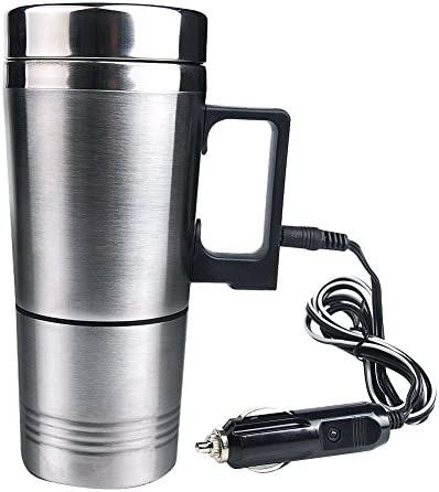 Tasse Voiture Électrique - Mengshen Chauffage Tasse Water Heater Mug, Vacuum Insulated Car Electric Kettle Heated Stainless Steel Car Cigarette Lighter Heating Cup Coffee Cup with Charger, CA03 Fiche Technique et Prix au Maroc