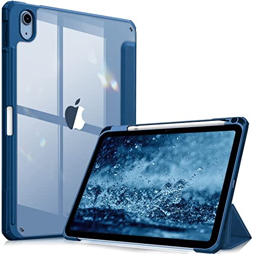 FINTIE Coque pour iPad 10ème Génération 10.9 Pouces 2022 - [Rangement de Stylet] Coque Rigide et Transparente Claire, Housse Antichoc avec Bords en TPU Veille/Réveil Auto, Bleu Marine Fiche Technique et Prix au Maroc