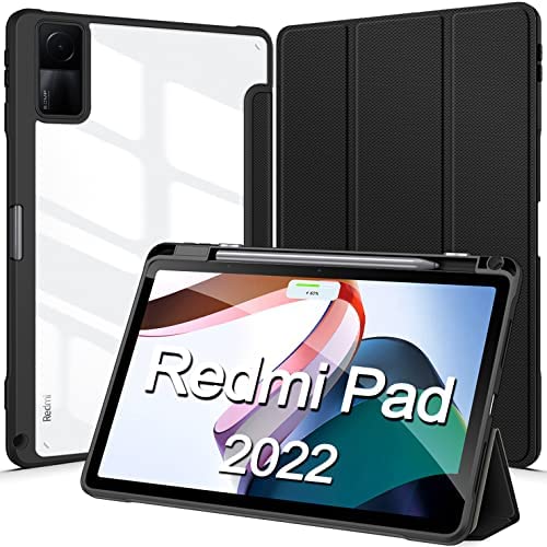 DUZZONA Coque pour Redmi Pad 10.61 Pouces 2022,Slim Smart Cover Housse Etui Transparente Back TPU Cover,Coque avec Support pour Redmi Pad 10.61" Tablette, Noir Fiche Technique et Prix au Maroc