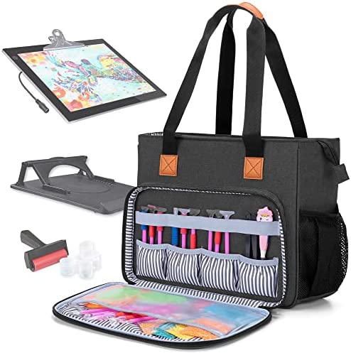 Luxja Sac de Transport pour Tablette Lumineuse A4 et Accessoires de Peinture au Diamant, Sac de Rangement pour Outils de Peinture de Diamant et Tablette Lumineuse (Sac Seulement), Noir Fiche Technique et Prix au Maroc