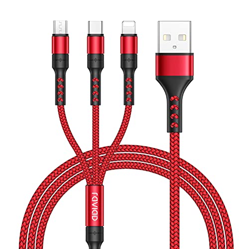 RAVIAD Câble Multi USB, 3 en 1 Multi Chargeur USB Câble en Nylon Tressé avec Micro USB Type C Connecteurs pour Samsung Galaxy S10/S9/S8,Huawei p30/P20,Honor,OnePlus,Wiko,Kindle 1.2M Fiche Technique et Prix au Maroc