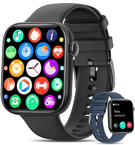 KIQULOV Montre Connectée Homme avec Appels Bluetooth Assistant Vocal, 1,8'' Smartwatch avec 123 Modes Sportifs/Bouton D'encodeur/Lecteur de Musique/Fréquence Cardiaque/SpO2/Sommeil pour Android iOS Fiche Technique et Prix au Maroc