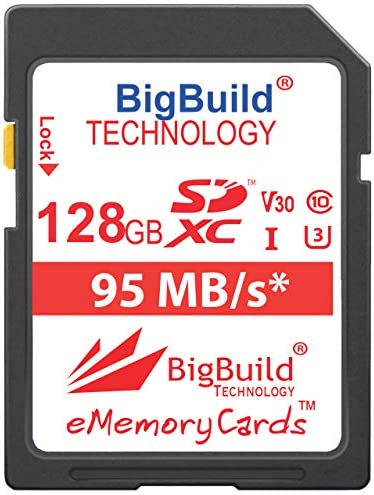 BigBuild Technology 128 Go U3 95Mo/s carte mémoire pour Panasonic Lumix DMC G7, G70, G70MEG K, G7H, G80, G80H, G80M, G9, G9L, GH5, GX80, GX80 H, GX80EG, GX80EG-K, GX80HECK, GX85, GX85WK, GX8AEG Caméra Fiche Technique et Prix au Maroc