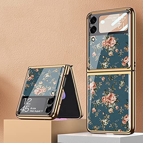 Coque Galaxy Z Flip 3 5G,coque de téléphone Portable Fleurs colorées Brillantes en Verre trempé 9H,Housse de téléphone Pliable pour Samsung Galaxy Z Flip 3 5G-Fleur2 Fiche Technique et Prix au Maroc