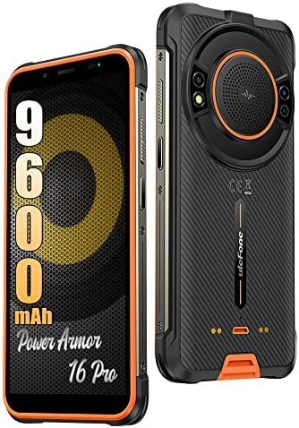 Ulefone Power Armor 16 Pro Telephone Portable Incassable, 3.5W Grand Orateur, Android 12 Téléphone Débloqué 4G, Batterie 9600mAh,4Go+64Go, 16MP+8MP, 5.93" Smartphone Etanche, GPS/NFC/FM/OTG, Orange Fiche Technique et Prix au Maroc