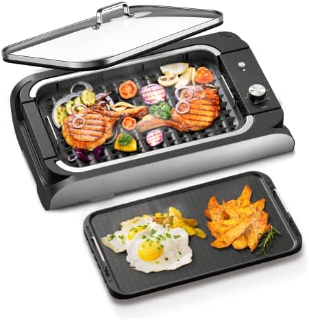 Grill Électrique Sans Fumée, Barbecue Électrique avec Couvercle, Grande Surface et lavable en machine Grill, Anti-adhésives Amovibles des Grills, Chauffage Rapide Uniforme, pour Jardin, Balcon, Voyage Fiche Technique et Prix au Maroc
