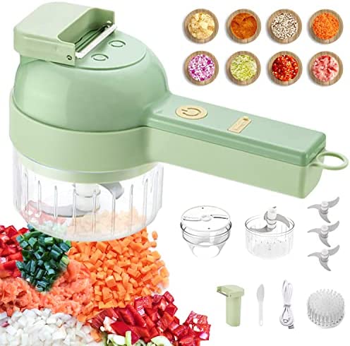 4 en 1 Coupe legumes electrique multifonctions - Ensemble de coupe-légumes électrique portable, Multi Trancheuse,Decoupe Legumes Trancheuse,Coupe Légumes Cuisine Accessoires pour L'ail Légumes Fruits Fiche Technique et Prix au Maroc