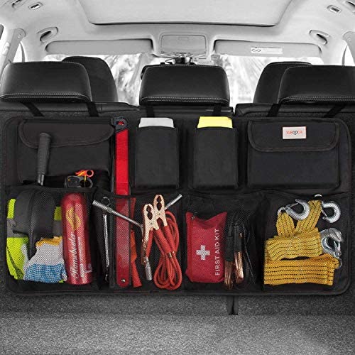 SURDOCA Organisateur de voiture rangement voiture 3ème gène [super capacité] organiseur voiture, équipé de [elastic net & 4 Bâton magique] coffre rangement voiture, voiture rangement, Noir Fiche Technique et Prix au Maroc