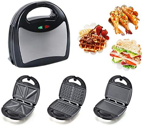 Appareil à Croque Monsieur 3 En 1, Gaufrier Machine à Pain Sandwich, Plaques Amovibles Multifonction Plaque De Cuisson électrique, Poêle à Frire, Steak Panini Petit Déjeuner Cuisine Cadeau Fiche Technique et Prix au Maroc