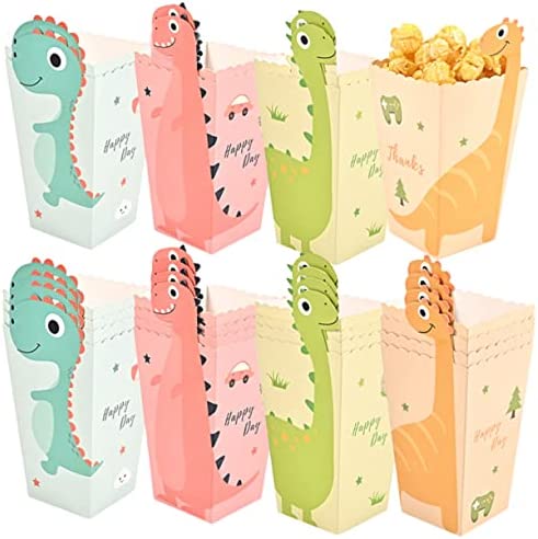 jojofuny 24 Pièces Pop-Corn Faveur Pauvres Conteneurs Seaux Films Parties Dinosaure Bonbons Dessin Animé Support Théâtres pour Soirée Régal Fiche Technique et Prix au Maroc