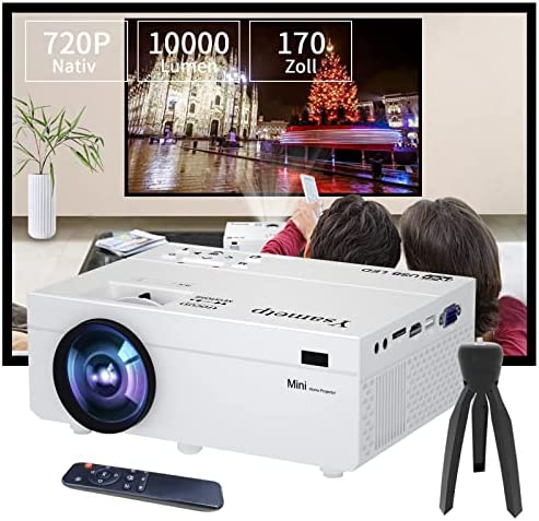 Ysametp Mini projecteur Portable, 1280 x 720 P 200' Écran HD Vidéo Projecteur, 10 000 Lm Home Cinéma Beamer, Compatible avec ordinateur portable, TV Stick, HDMI, USB, iPhone et Android Fiche Technique et Prix au Maroc