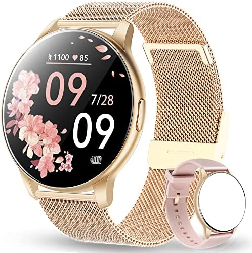 vvituaC Montre Connectée Femme, Smartwatch Sport 3ATM, avec Fonction Féminine, Montre Intelligente 12 Modes Sportifs, Fréquence Cardiaque, Oxygène Sanguin, Météo, Réveil, Calories pour Android iOS Or Fiche Technique et Prix au Maroc