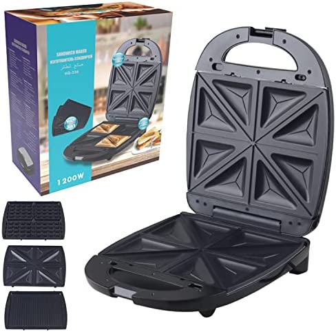 YILENA Appareil Croque Monsieur 3 en 1, Gauffrier Multifonctions, Breakfast Sandwich Maker Appareil a Panini/Grill Viande Electrique, 1200W, Plaques Antiadhésives, Chauffe Rapide Fiche Technique et Prix au Maroc