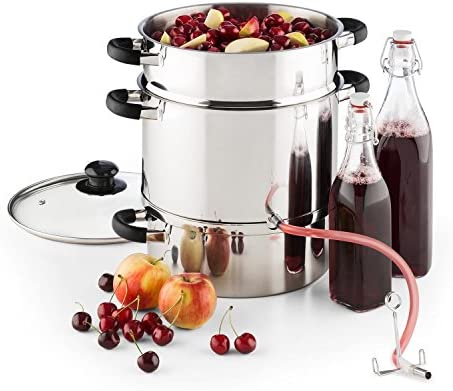 Klarstein Applebee Extracteur de jus électrique à Vapeur - Confection intégrale en INOX , Poignées Cool-Touch , Chauffage intégré de 1500 W , Réservoir de Fruits avec Un Volume de 8 L Fiche Technique et Prix au Maroc
