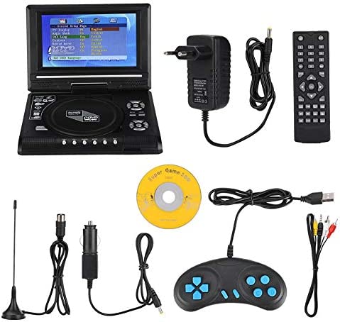 Tosuny Ecran pivotant pour Lecteur DVD Portable 7,8 Pouces avec Fonction TV + Chargeur de Voiture + Manette de Jeu, Batterie Rechargeable intégrée, Fonction de Radio FM Prise en Charge(UE) Fiche Technique et Prix au Maroc